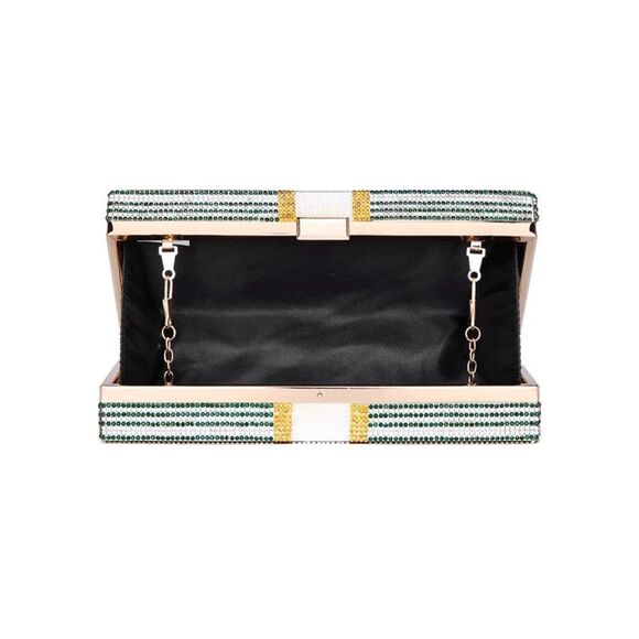 Dollar Clutch Purse Rhinestone Evening Handbag Money Bag Green - Picture 7 of 7